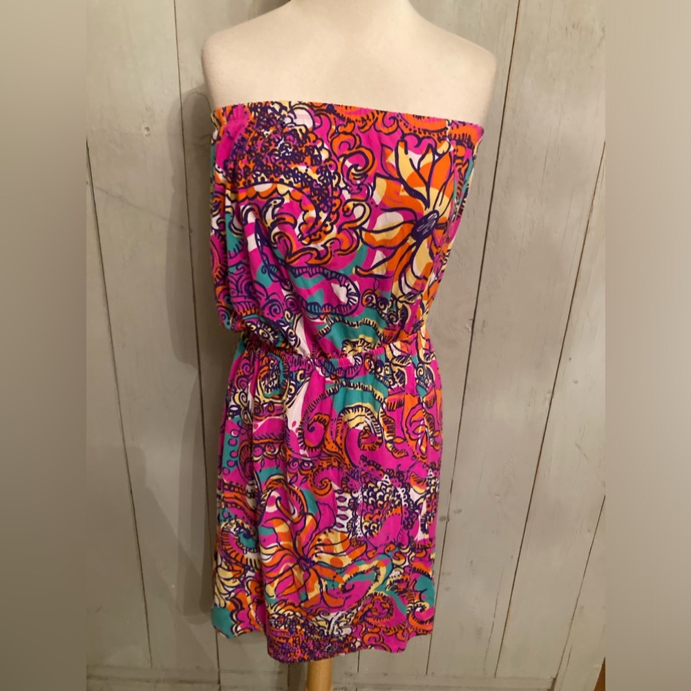 Lilly Pulitzer Atwood Strapless Sea Be Seen Stretch Dress Women's S-Medium
